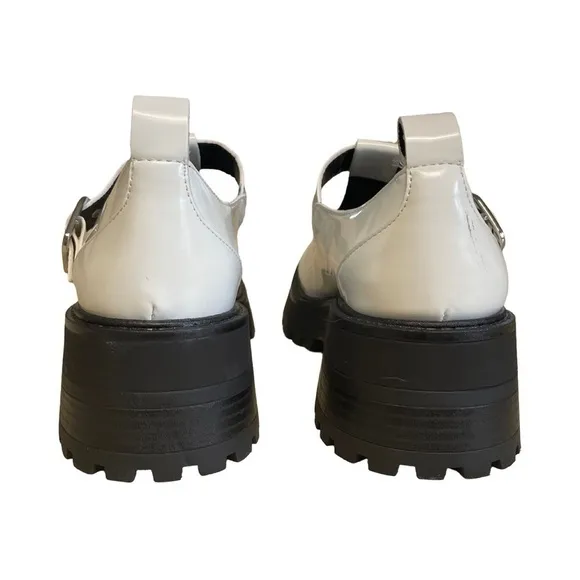 Zara White Mary Jane Lug Platform Shoes Size 8