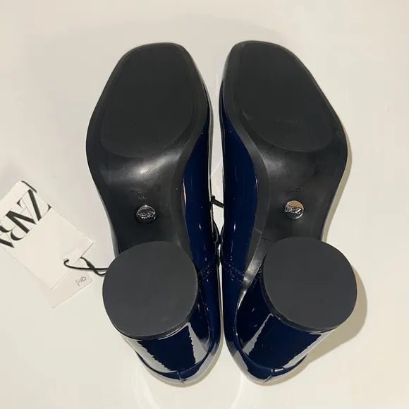 ZARA's Faux Patent Leather Block Heel Shoes 6 NWT