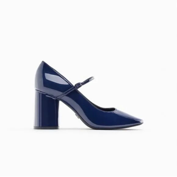ZARA's Faux Patent Leather Block Heel Shoes 6 NWT