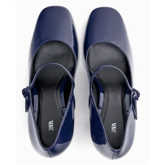 ZARA's Faux Patent Leather Block Heel Shoes 6 NWT