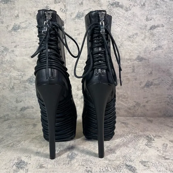 Zigi NY Suspend 6&quot; Stiletto Heel Black Leather Platform Booties