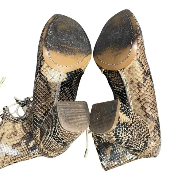Zimmermann  Lace Up Snake-effect Leather Ankle Boots Size 39