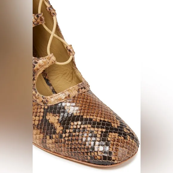 Zimmermann  Lace Up Snake-effect Leather Ankle Boots Size 39