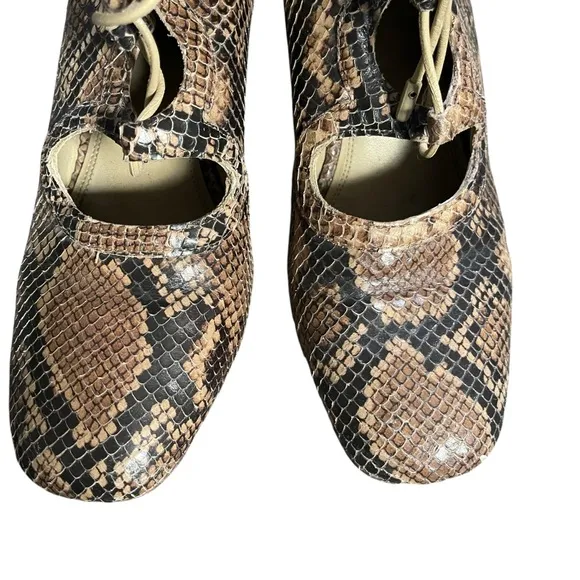 Zimmermann  Lace Up Snake-effect Leather Ankle Boots Size 39