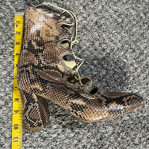 Zimmermann  Lace Up Snake-effect Leather Ankle Boots Size 39