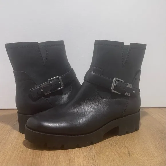 ZODIAC WOMENS MILLER LEATHER BOOTIE IN COLOR BLACK SYNTHETIC SIZE 11. NEW